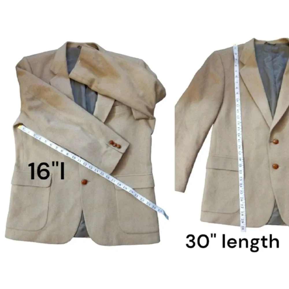 VTG 90s Bergren's Tacoma‎ Beige Camel Hair Blend Sport Coat Blazer SZ 42R